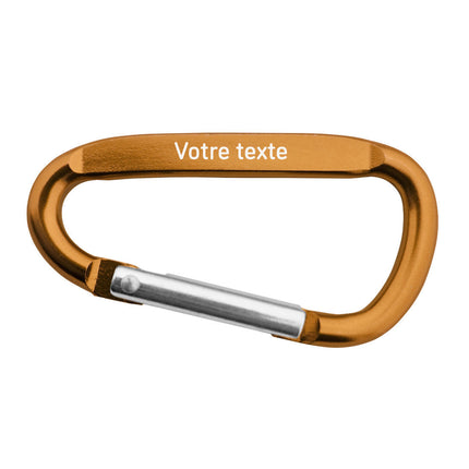 Porte-clés mousqueton orange personnalisé - 60 x 30 mm - par pièce