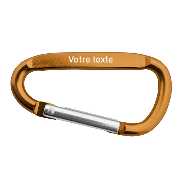Porte-clés mousqueton orange personnalisé - 60 x 30 mm - par pièce