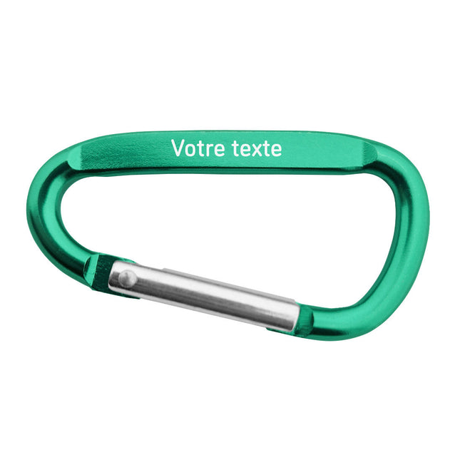 Porte-clés mousqueton vert personnalisé - 60 x 30 mm - par pièce
