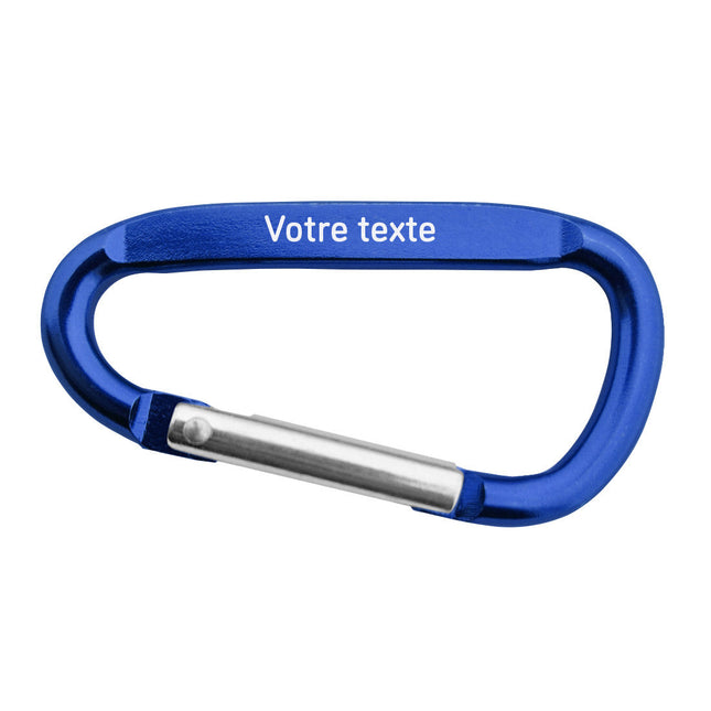 Porte-clés mousqueton bleu personnalisé - 60 x 30 mm - par pièce