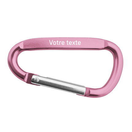 Porte-clés mousqueton rose clair personnalisé - 60 x 30 mm - par pièce