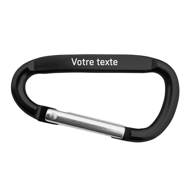Porte-clés mousqueton noir personnalisé - 60 x 30 mm - par pièce