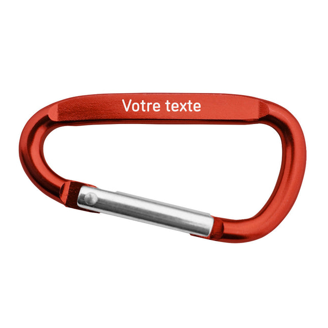 Porte-clés mousqueton rouge personnalisé - 60 x 30 mm - par pièce