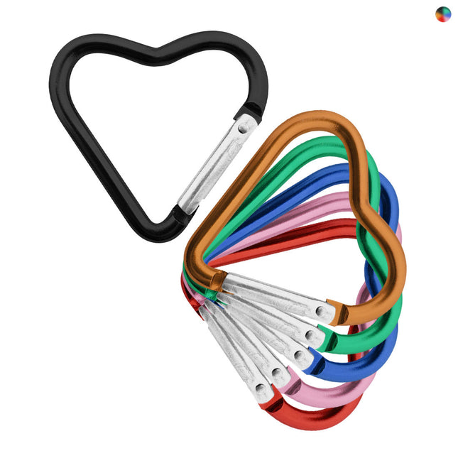 Porte-clés mousqueton cœur ensemble de couleurs - 44 x 43 mm -  6 couleurs
