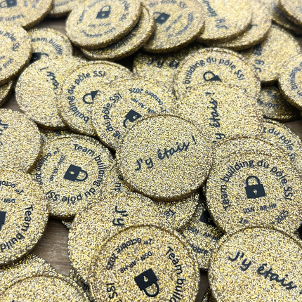 Jetons pailletés personnalisés - Ø29 mm - 100 pièces