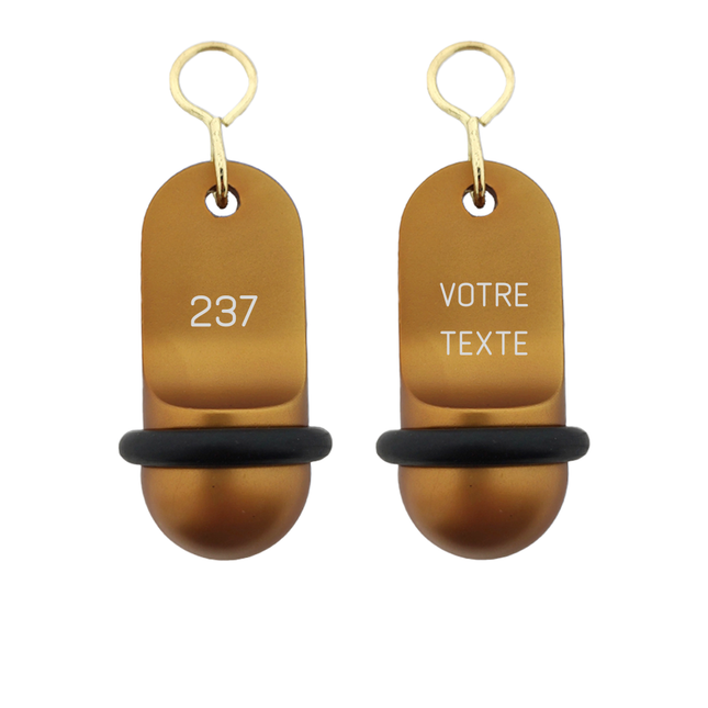 Porte-clés hôtel Mini Classic bronze personnalisé - aluminium - 60 x 25 mm - par pièce