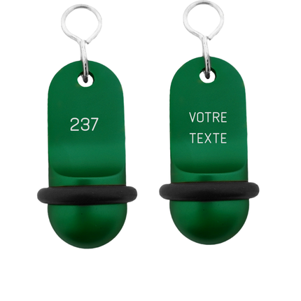 Porte-clés hôtel Mini Classic vert personnalisé - aluminium - 60 x 25 mm - par pièce