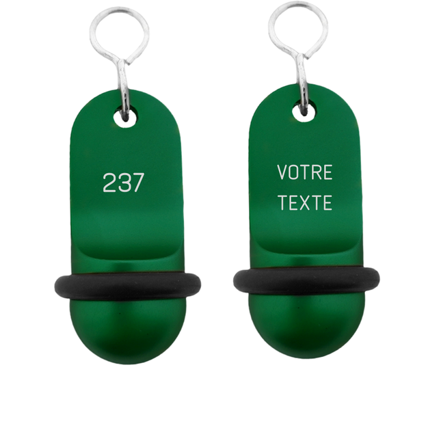 Porte-clés hôtel Mini Classic vert personnalisé - aluminium - 60 x 25 mm - par pièce