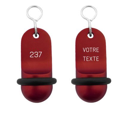 Porte-clés hôtel Mini Classic rouge personnalisé - aluminium - 60 x 25 mm - par pièce