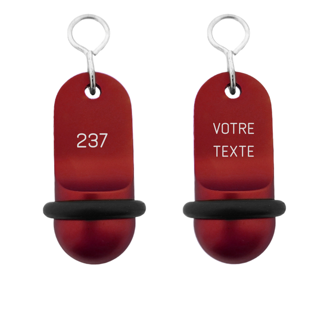 Porte-clés hôtel Mini Classic rouge personnalisé - aluminium - 60 x 25 mm - par pièce