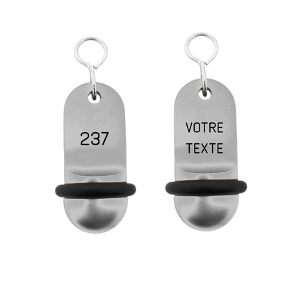 Porte-clés hôtel Mini Classic argent personnalisé - aluminium - 60 x 25 mm - par pièce