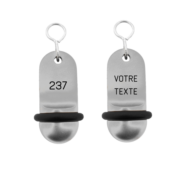 Porte-clés hôtel Mini Classic argent personnalisé - aluminium - 60 x 25 mm - par pièce