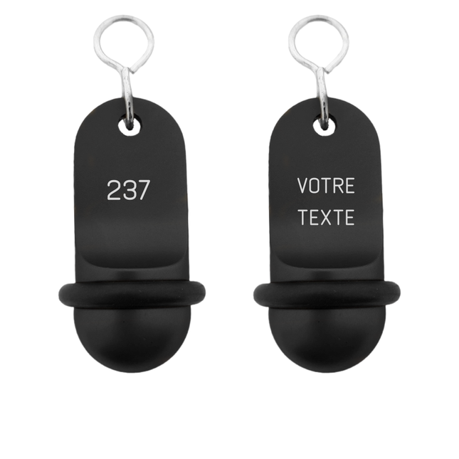 Porte-clés hôtel Mini Classic noir personnalisé - aluminium - 60 x 25 mm - par pièce