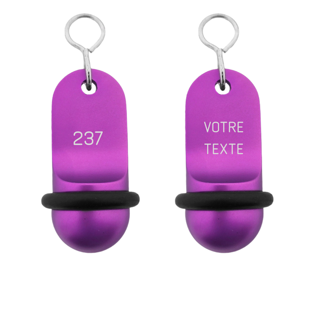 Porte-clés hôtel Mini Classic violet personnalisé - aluminium - 60 x 25 mm - par pièce