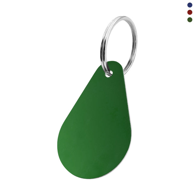 Porte-clés en aluminium anodisé goutte - 45 x 29 mm - par pièce