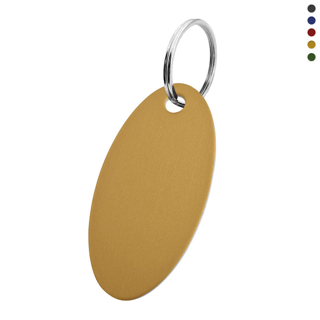 Porte-clés en aluminium anodisé ovale - 50 x 25 mm - par pièce