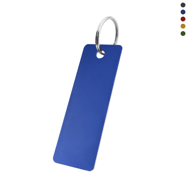 Porte-clés en aluminium anodisé rectangle - 70 x 25 mm - par pièce