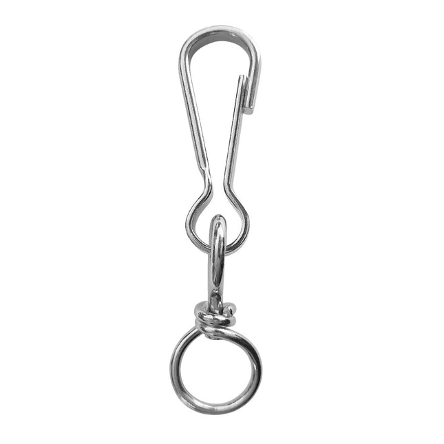 Mousqueton simplex acier nickelé avec émerillon - 46 x 16,5 mm - par pièce