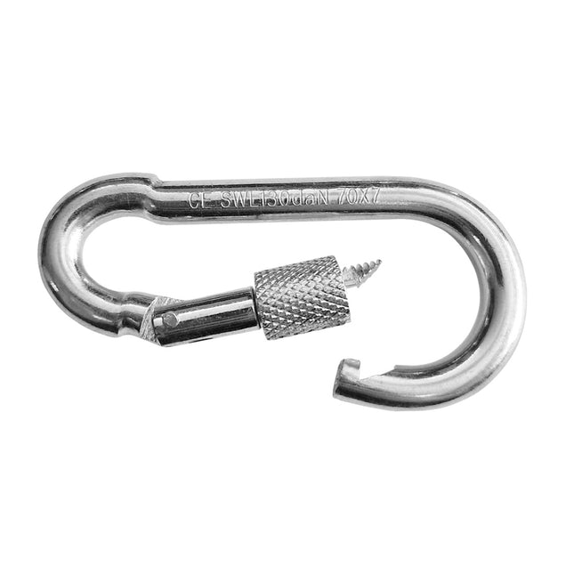 Mousqueton avec vis de sécurité - acier galvanisé - 70 x 34 mm - par pièce