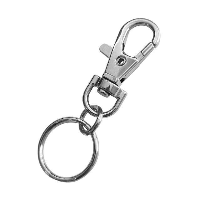 Porte-clés mousqueton - 35 x 16 mm - acier nickelé - par 10 pièces