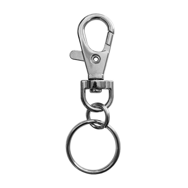 Porte-clés mousqueton - 35 x 16 mm - acier nickelé - par 10 pièces