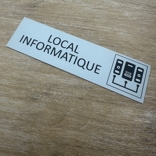 Plaque de porte local Informatique -  aluminium - 165 x 45 mm