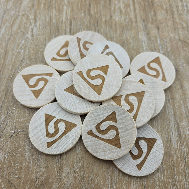 Jetons personnalisés gravés en bois -  Ø50 mm - 50 pièces