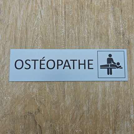 Plaque de porte Ostéopathe -  aluminium - 165 x 45 mm