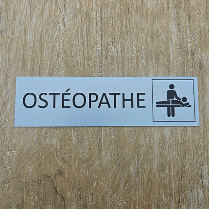 Plaque de porte Ostéopathe -  aluminium - 165 x 45 mm