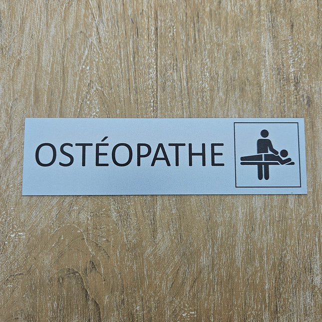 Plaque de porte Ostéopathe -  aluminium - 165 x 45 mm