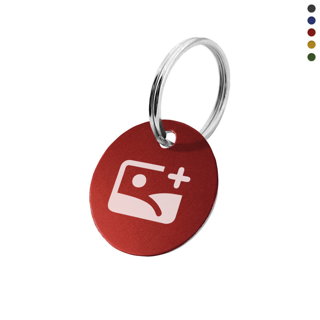 Porte-clés avec logo en aluminium anodisé rond - par pièce
