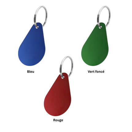 Porte-clés en aluminium anodisé goutte - 45 x 29 mm - par pièce