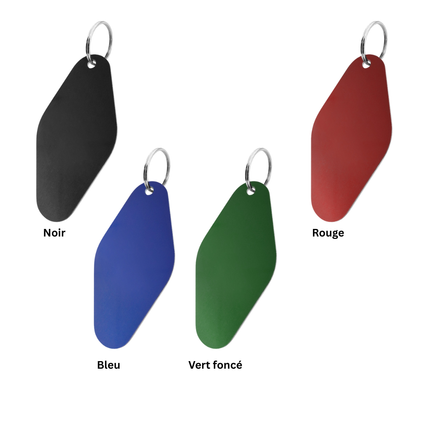 Porte-clés numéroté avec texte en aluminium anodisé losange - 88,5 x 44 mm - par pièce