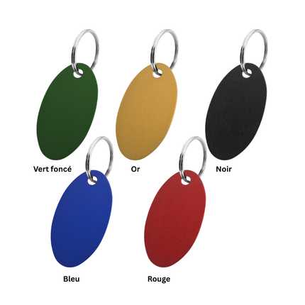 Porte-clés numéroté en aluminium anodisé ovale - 40 x 24 mm - par pièce
