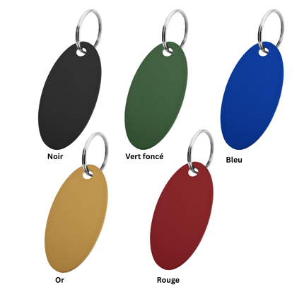 Porte-clés numéroté en aluminium anodisé ovale - 50 x 25 mm - par pièce
