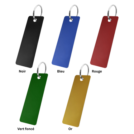 Porte-clés numéroté avec texte en aluminium anodisé rectangle - 70 x 25 mm - par pièce