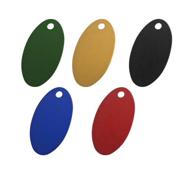 Plaquette numérotée en aluminium anodisé ovale - 40 x 24 mm - par pièce