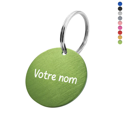 Porte-clés avec nom en aluminium anodisé rond - Ø35 mm - par pièce
