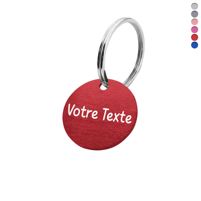 Porte-clés avec texte en aluminium anodisé rond - Ø25 mm - par pièce