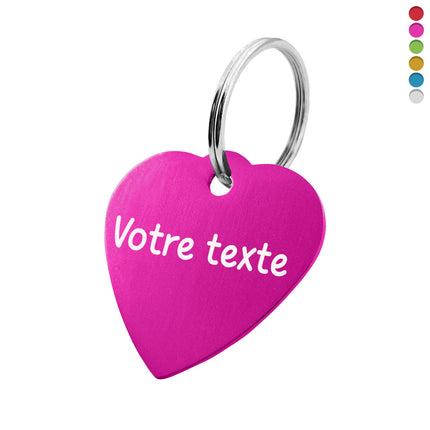 Porte-clés avec texte en aluminium anodisé cœur - 29 x 29 mm - par pièce