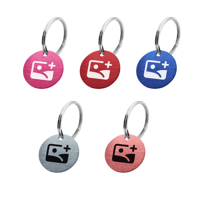 Porte-clés avec texte en aluminium anodisé rond - Ø25 mm - par pièce