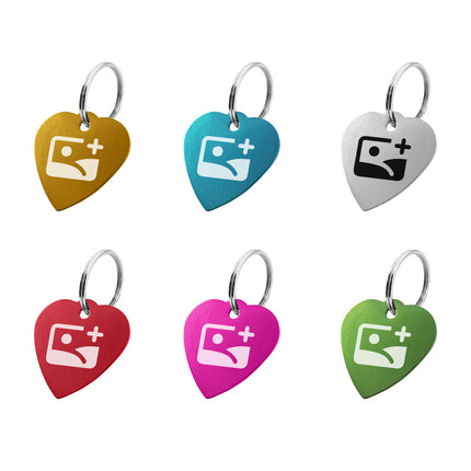 Porte-clés avec initiales en aluminium anodisé cœur - 29 x 29 mm - par pièce