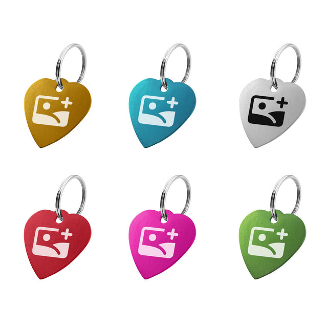 Porte-clés avec initiales en aluminium anodisé cœur - 29 x 29 mm - par pièce