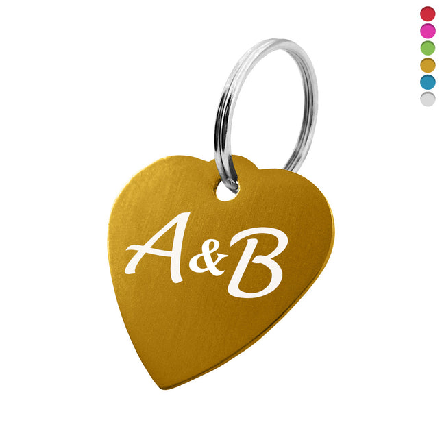 Porte-clés avec initiales en aluminium anodisé cœur - 29 x 29 mm - par pièce