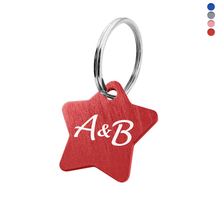 Porte-clés avec initiales en aluminium anodisé étoile - 27 x 27 mm - par pièce