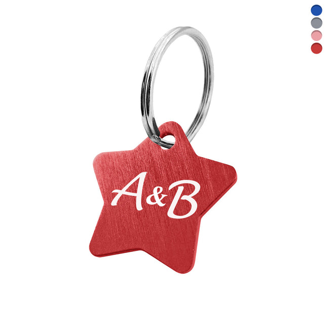 Porte-clés avec initiales en aluminium anodisé étoile - 27 x 27 mm - par pièce