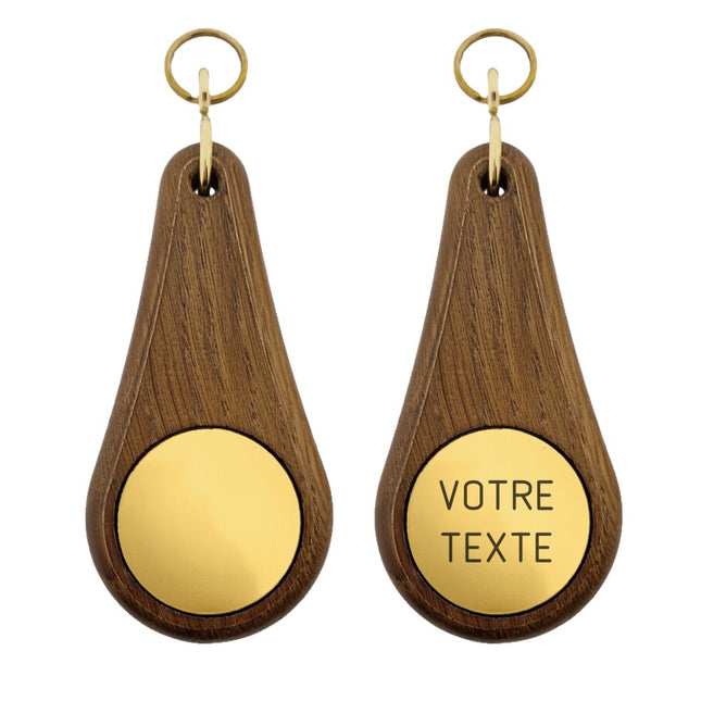 Porte-clés hôtel Oaky Drop marron foncé -110 x 55 mm - bois - par pièce