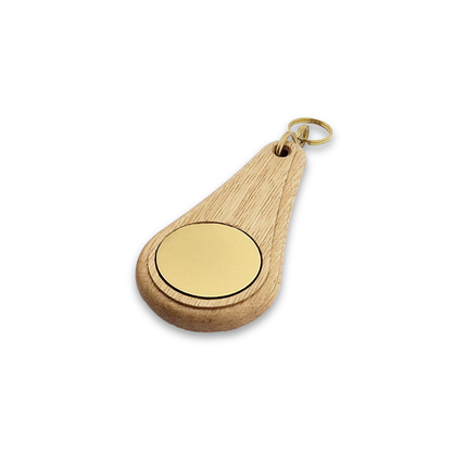 Porte-clés hôtel Oaky Drop marron clair - 110 x 55 mm- bois - par pièce