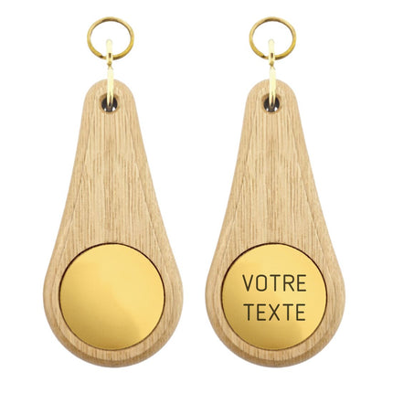 Porte-clés hôtel Oaky Drop marron clair - 110 x 55 mm- bois - par pièce