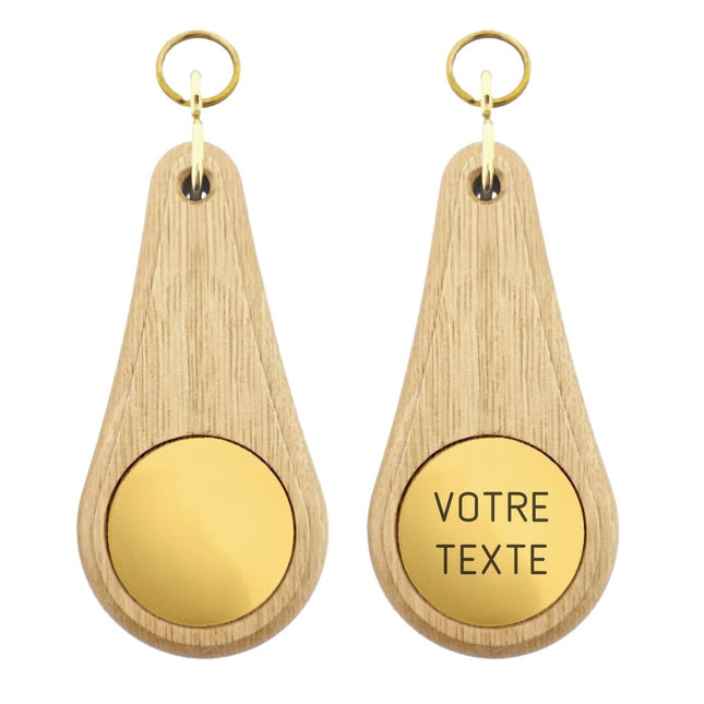 Porte-clés hôtel Oaky Drop marron clair - 110 x 55 mm- bois - par pièce